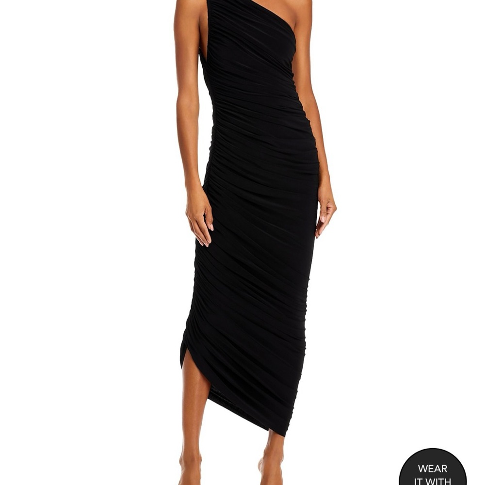 Norma Kamali Black One-Shoulder Sheath Dress Cocktail size Large -